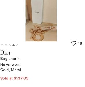 Dior Gold Bag Charm NWOT